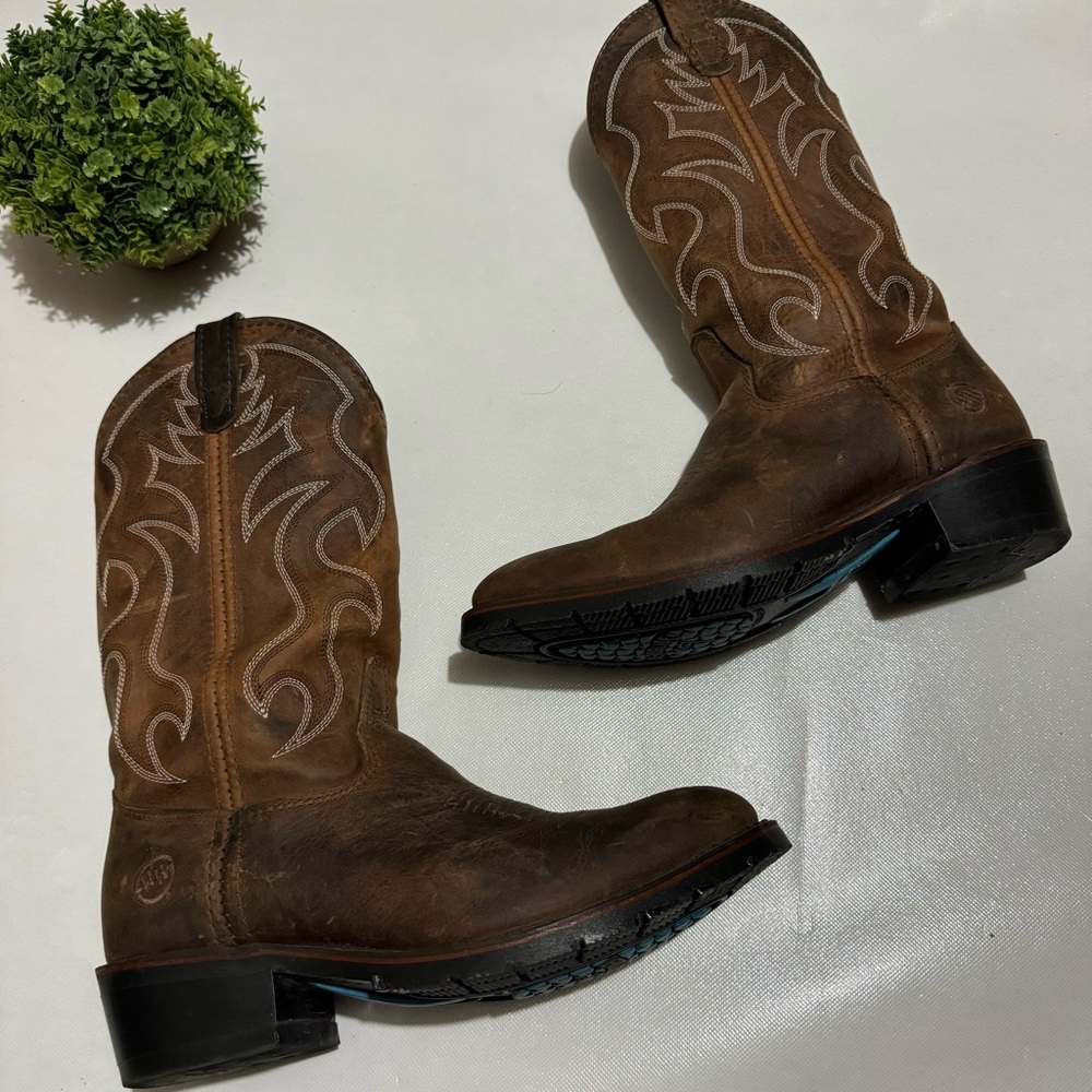 Double H Robert Style 3282 Brown Leather Western Cowboy Boots Mens‎ Size 7.5